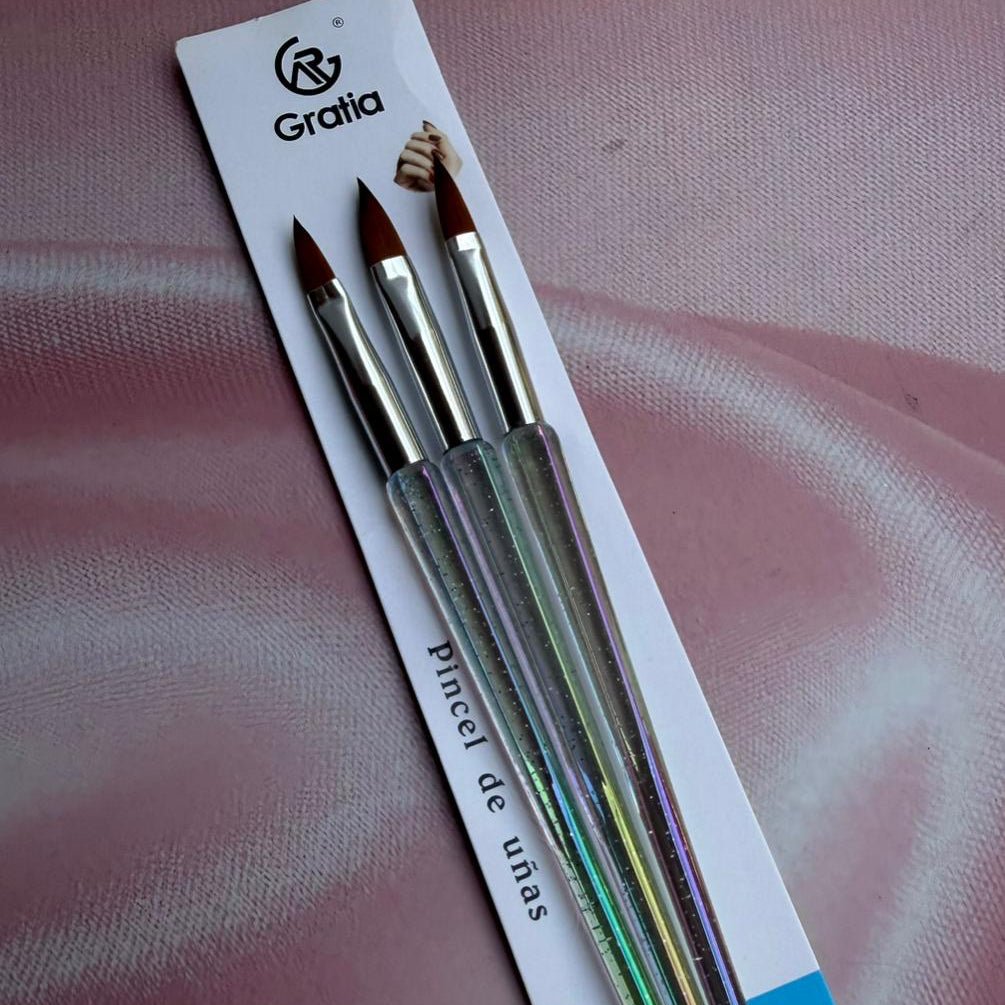 SET DE PINCELES ACRÍLICOS X3. - Aned Cosmetics