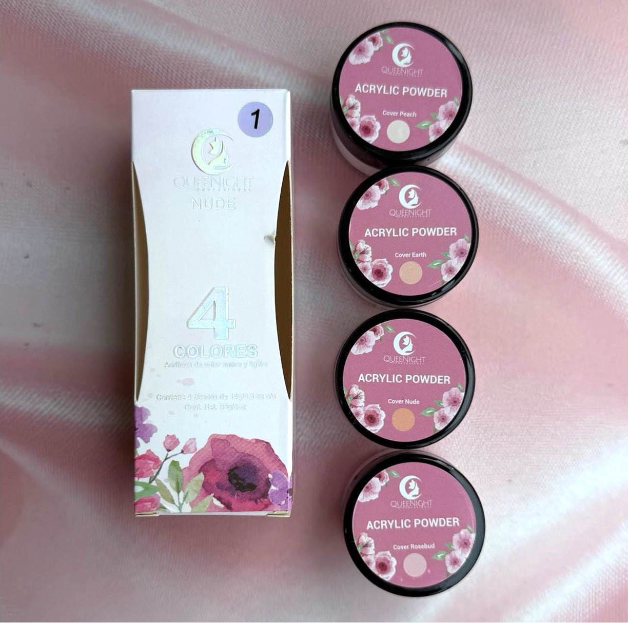 SET X4 POLVOS ACRÍLICOS QUEEN NIGHT 14 GR. - Aned Cosmetics