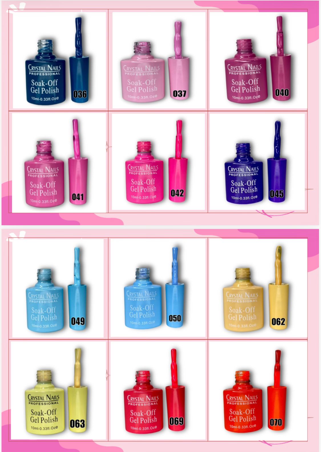 DOCENA ESMALTES SEMIPERMANENTES CRYSTAL NAILS.