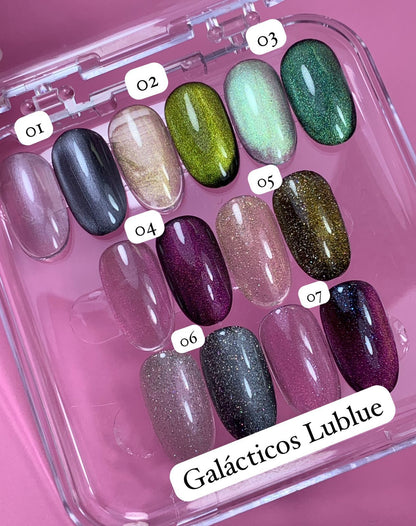 COLECCIÓN OJO DE GATO GALÁCTICO LU BLUE X 7 ESMALTES + IMÁN DE REGALO 🎁