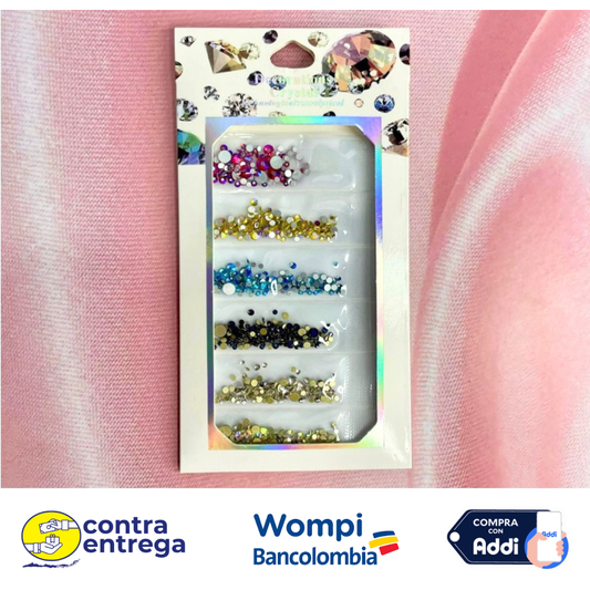BOLSA DE CRISTALES TIPO SWAROVSKI X6 COLORES. - Aned Cosmetics