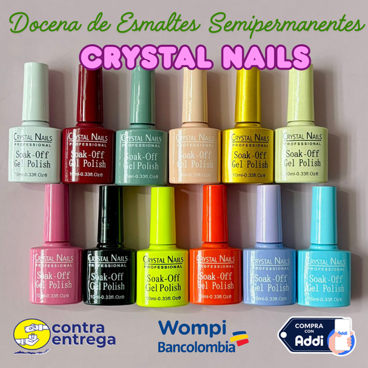 DOCENA ESMALTES SEMIPERMANENTES CRYSTAL NAILS. - Aned Cosmetics