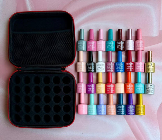 KIT 28 ESMALTES SEMIPERMANENTES + BASE Y TOP (IDEAL PARA MANICURISTAS Y EMPRENDER) TODO MARCA CRYSTAL NAILS. - Aned Cosmetics