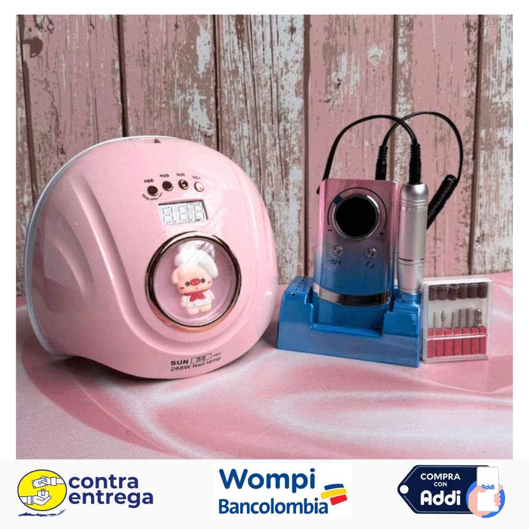 KIT PREMIUM LÁMPARA LED UV S8 PRO 268W + DRILL PULIDOR INALÁMBRICO V8 45.000 RPM - Aned Cosmetics