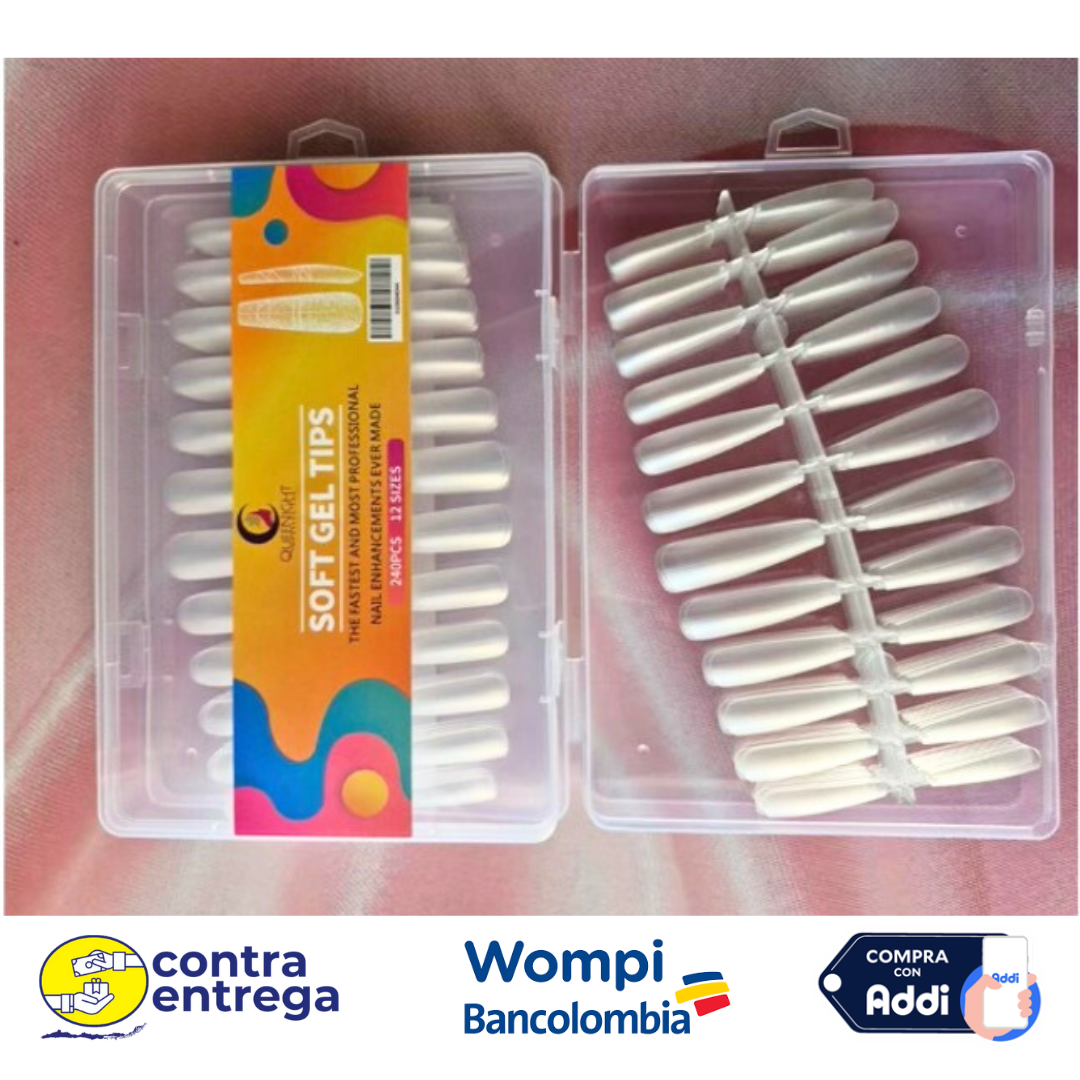 SET 240 UÑAS SOFT GEL X12 TAMAÑOS QUEEN NIGHT. - Aned Cosmetics
