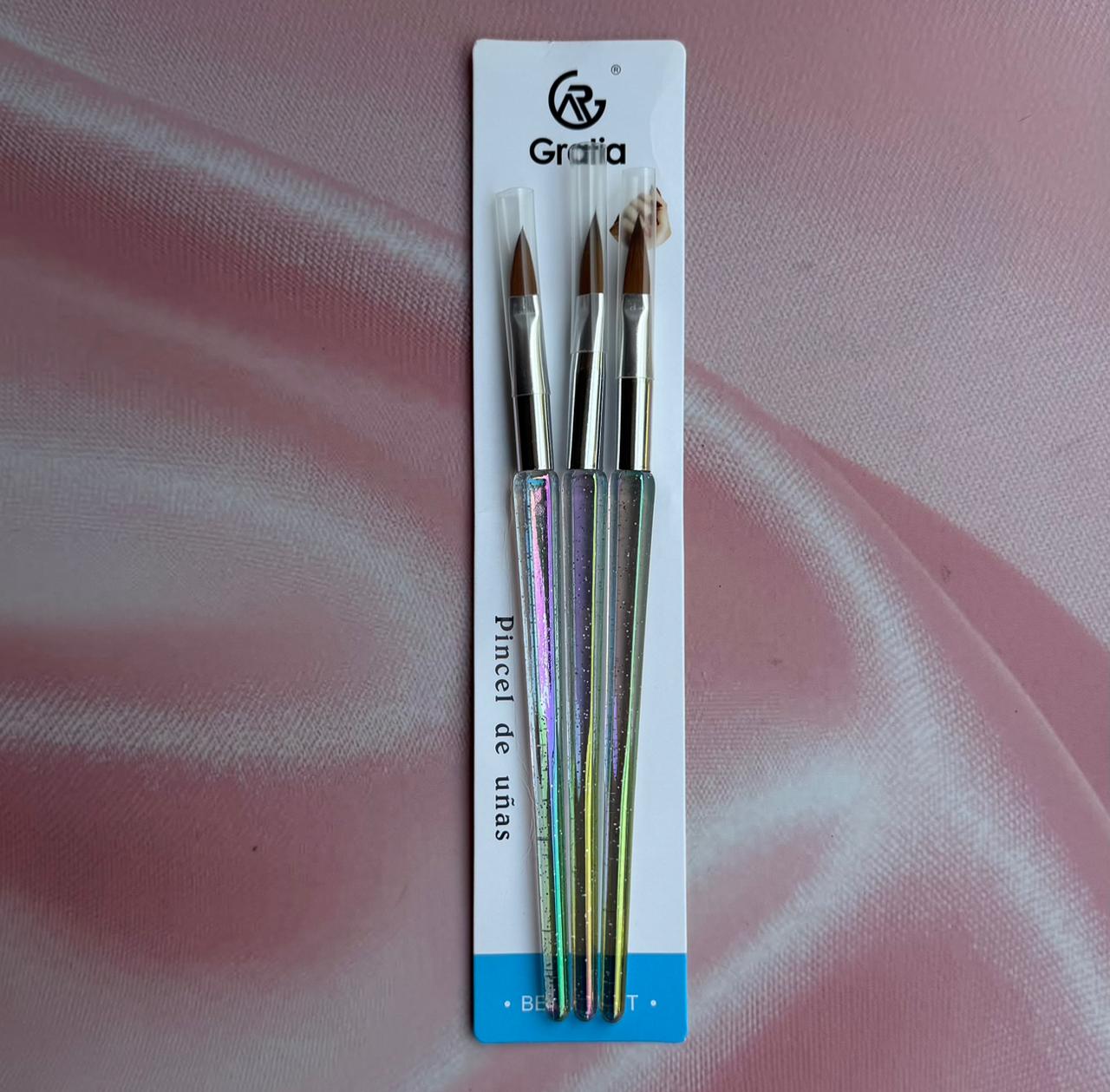 SET DE PINCELES ACRÍLICOS X3. - Aned Cosmetics