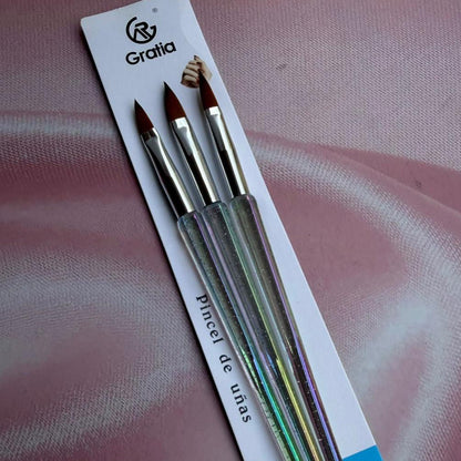 SET DE PINCELES ACRÍLICOS X3. - Aned Cosmetics