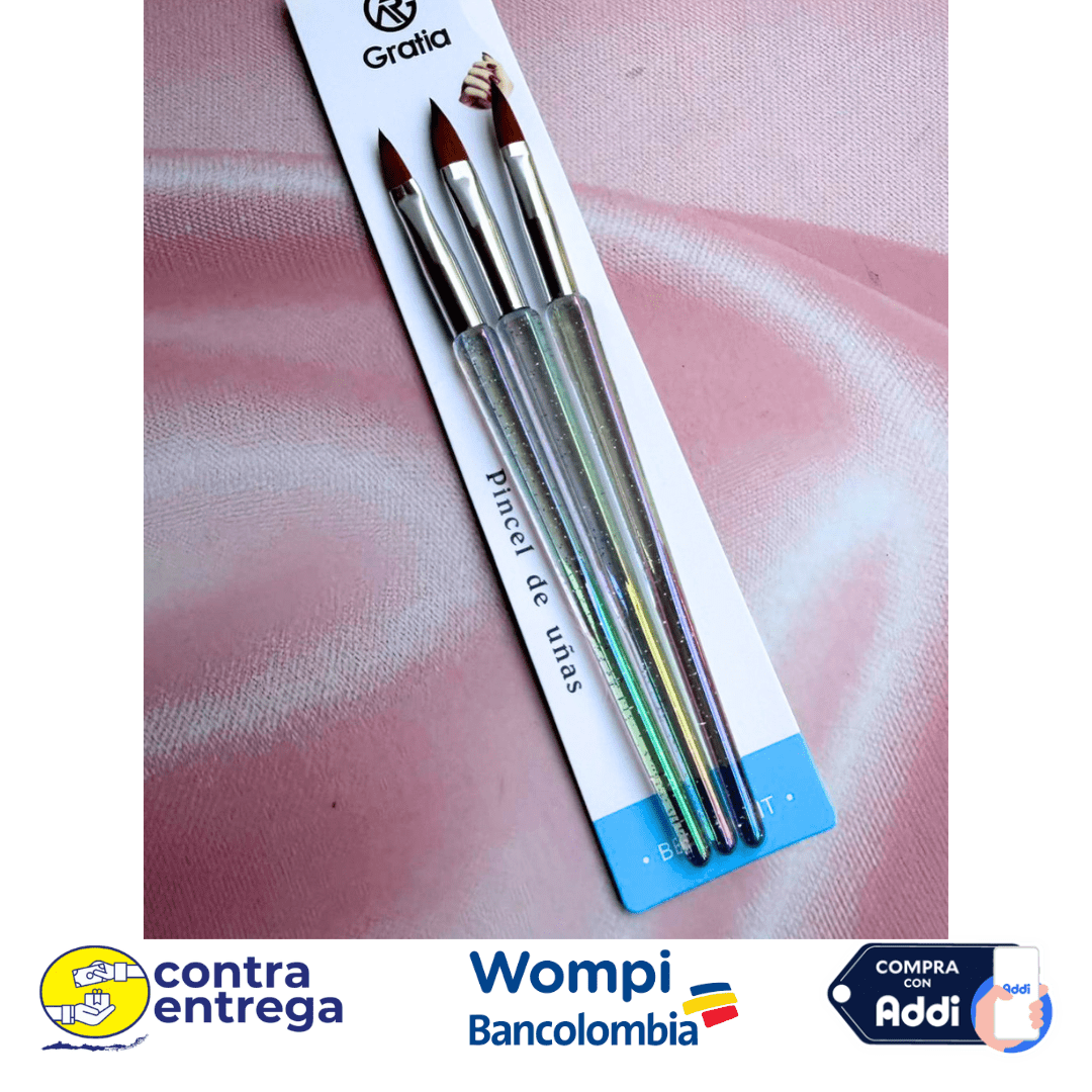 SET DE PINCELES ACRÍLICOS X3. - Aned Cosmetics