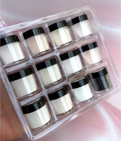 SET X12 POLVOS ACRÍLICOS QUEEN NIGHT 10 GR. - Aned Cosmetics