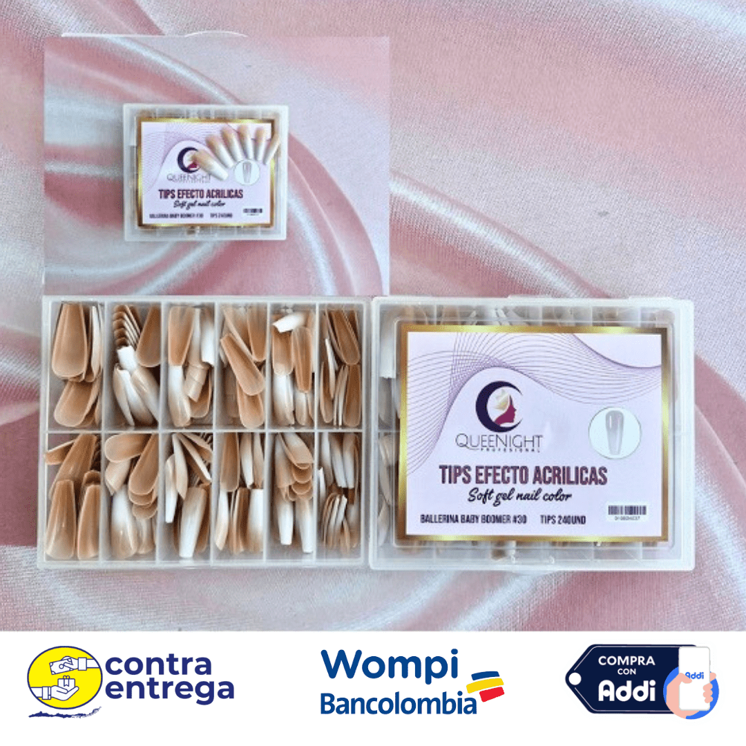 SET X240 UÑAS PRESS ON EFECTO BABY BOOMERS QUEEN NIGHT. - Aned Cosmetics