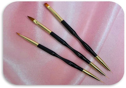 SET X3 PINCELES DOBLES (DELINEADOR + ACRÍLICO). - Aned Cosmetics