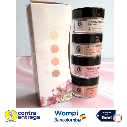 SET X4 POLVOS ACRÍLICOS QUEEN NIGHT 14 GR. - Aned Cosmetics