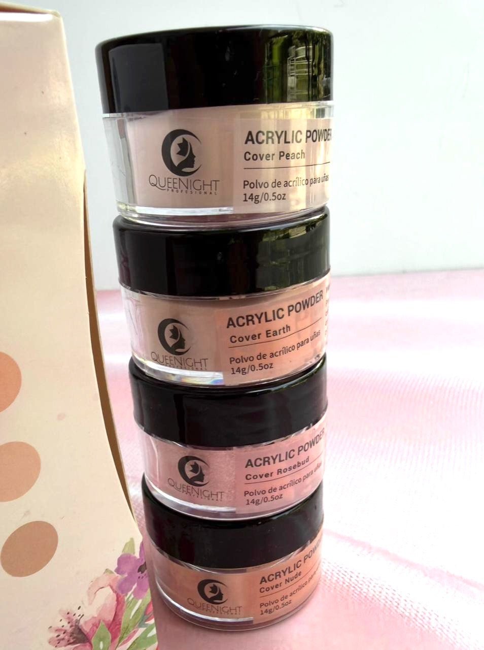 SET X4 POLVOS ACRÍLICOS QUEEN NIGHT 14 GR. - Aned Cosmetics