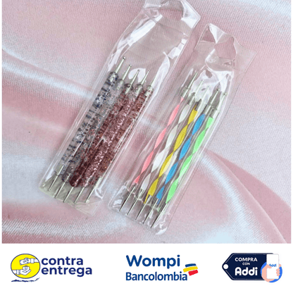 SET X5 PUNTEROS DOBLES PARA NAIL ART. - Aned Cosmetics